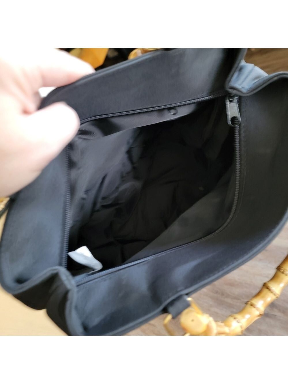 Black Tote Bag with Bamboo Handles #3064 - Picture 12 of 16